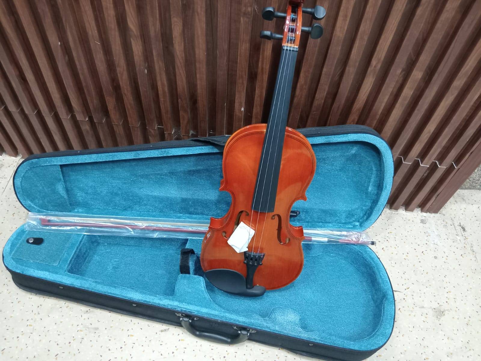 Premium Violin Instrument displayed on a soft surface, showcasing its elegant design and rich wood finish in Meerut. - Image 2