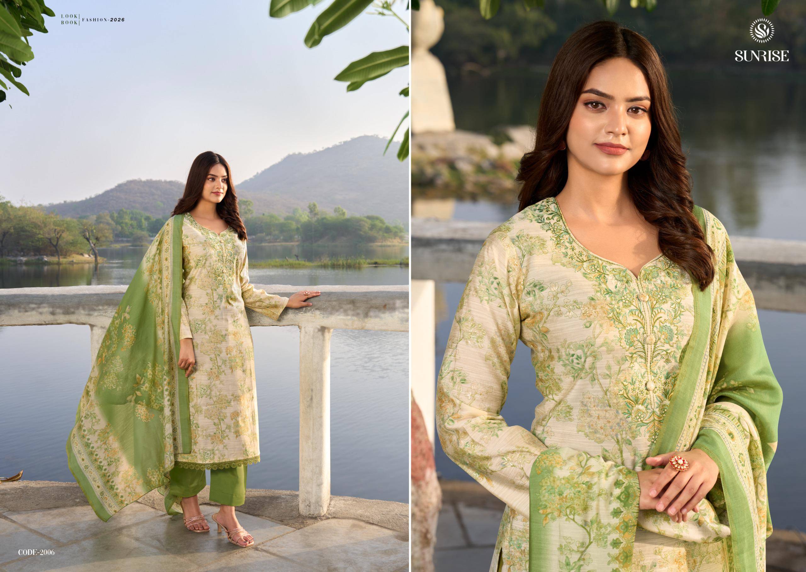 Ethnic Kurta Set in 15 KOTHI WALBUILDING with Green & Beige Floral Prints -  - Buy Online at PRABHU DAYAL AND SONS