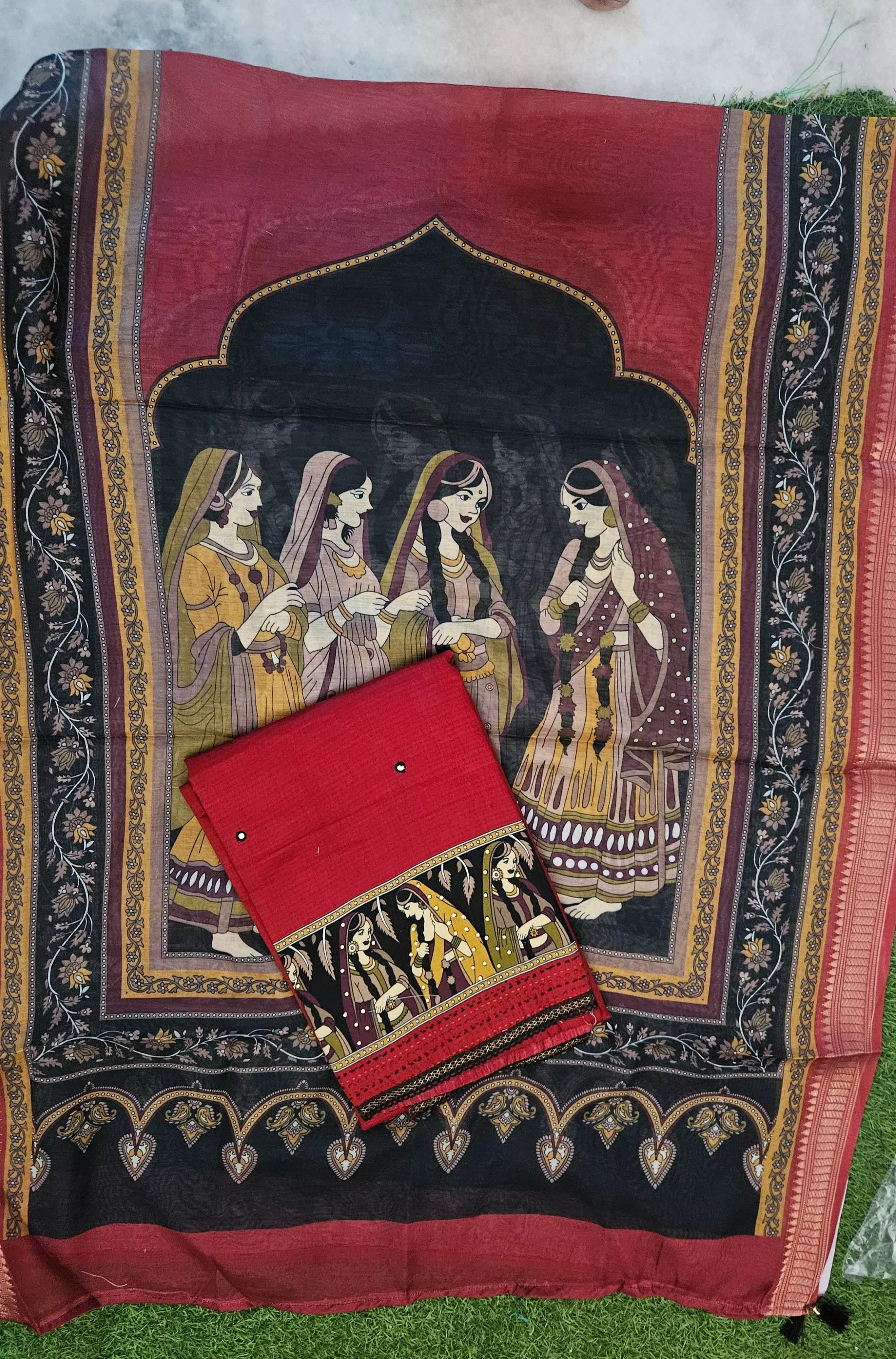 Ethnic Printed Suit in Delhi - Cultural Motifs and Matching Blouse Piece -  - Buy Online at ASHISH CLOTH STORE