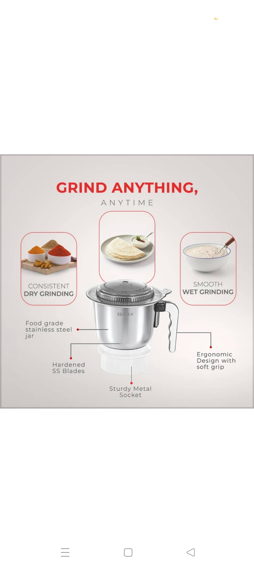 Sujata Mixer Grinder Jar in Gorakhpur - Stainless Steel for Versatile Grinding -  - Buy Online at SATYANAND SONKAR