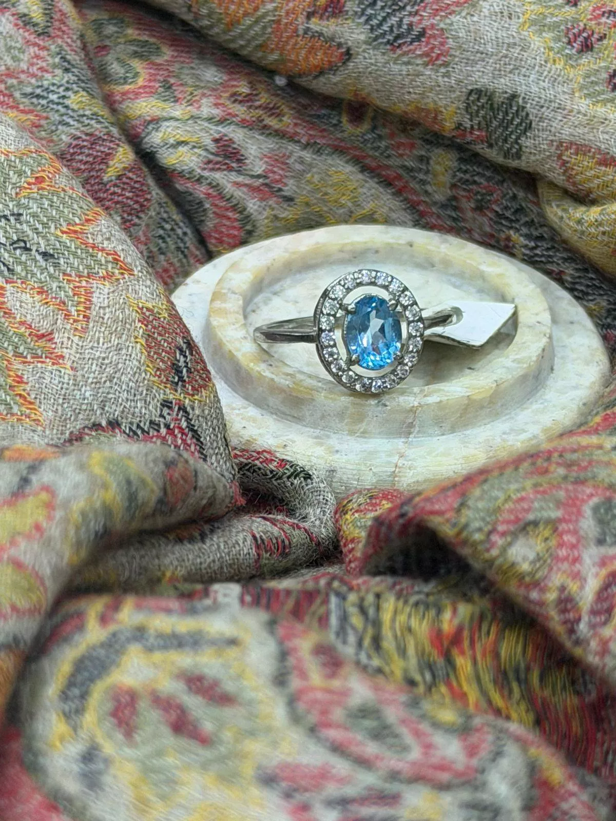 Jewelry/Blue Topaz Ring in Bengaluru: Elevate Style with Ad Setting -  - Buy Online at CAVERY COTTAGE EMPORIUM