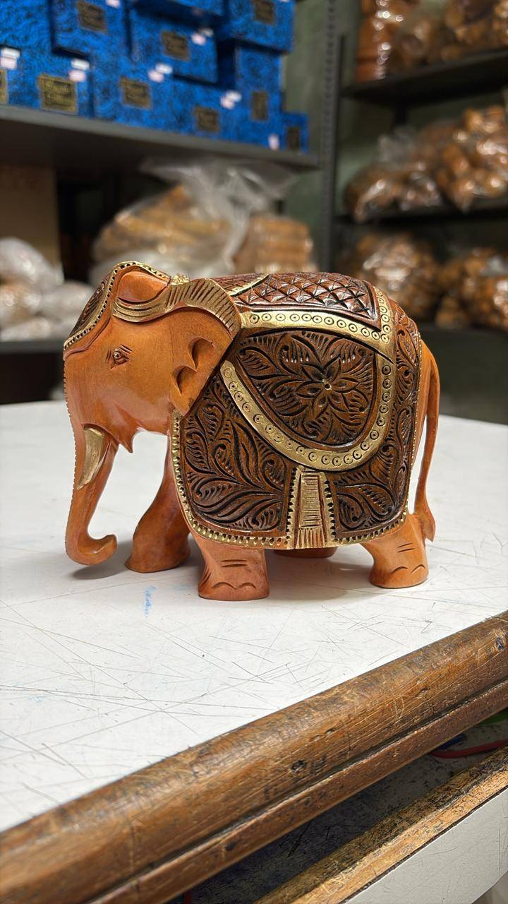 CAVERY COTTAGE EMPORIUM - Home Decor - Wooden Engraved Elephant in Bengaluru - Elegant Art Piece in BANGALORE