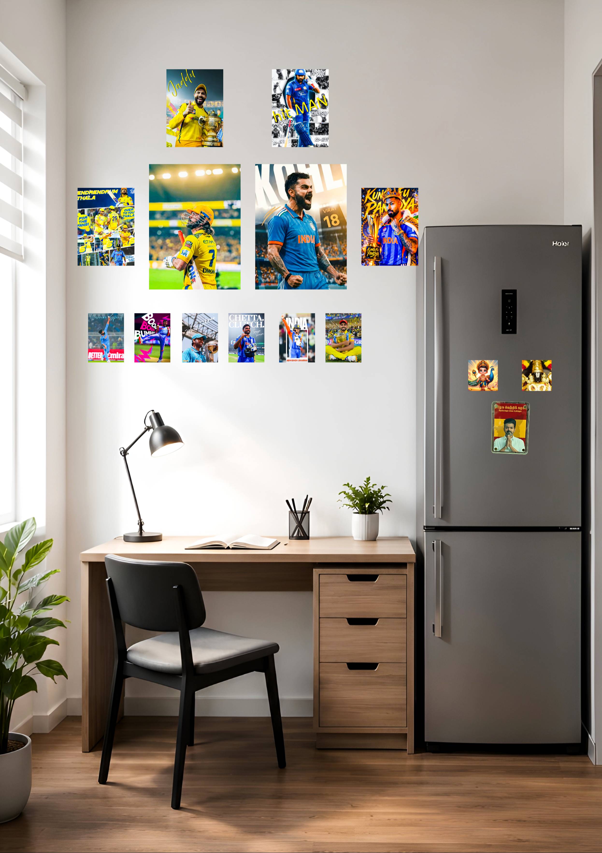 Stylish Room Make Over Kit featuring colorful A4 glossy posters and customizable acrylic magnets, designed for modern decor i