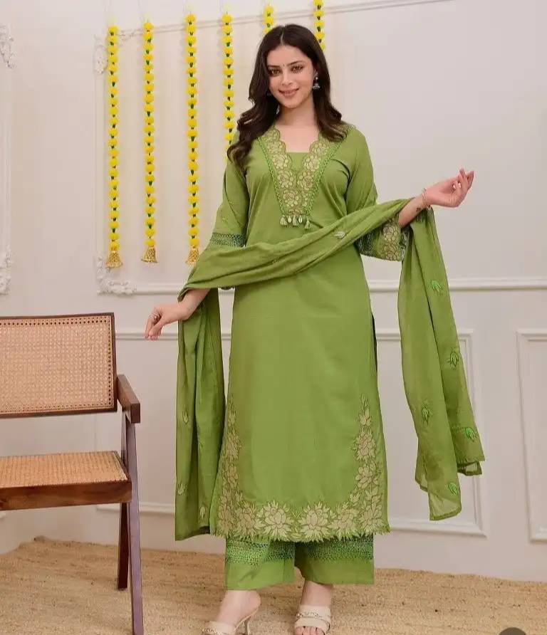 Kurti Set in Guwahati: 3Pc Cotton Kurti Set for Elegant Comfort -  - Buy Online at J B KHADI