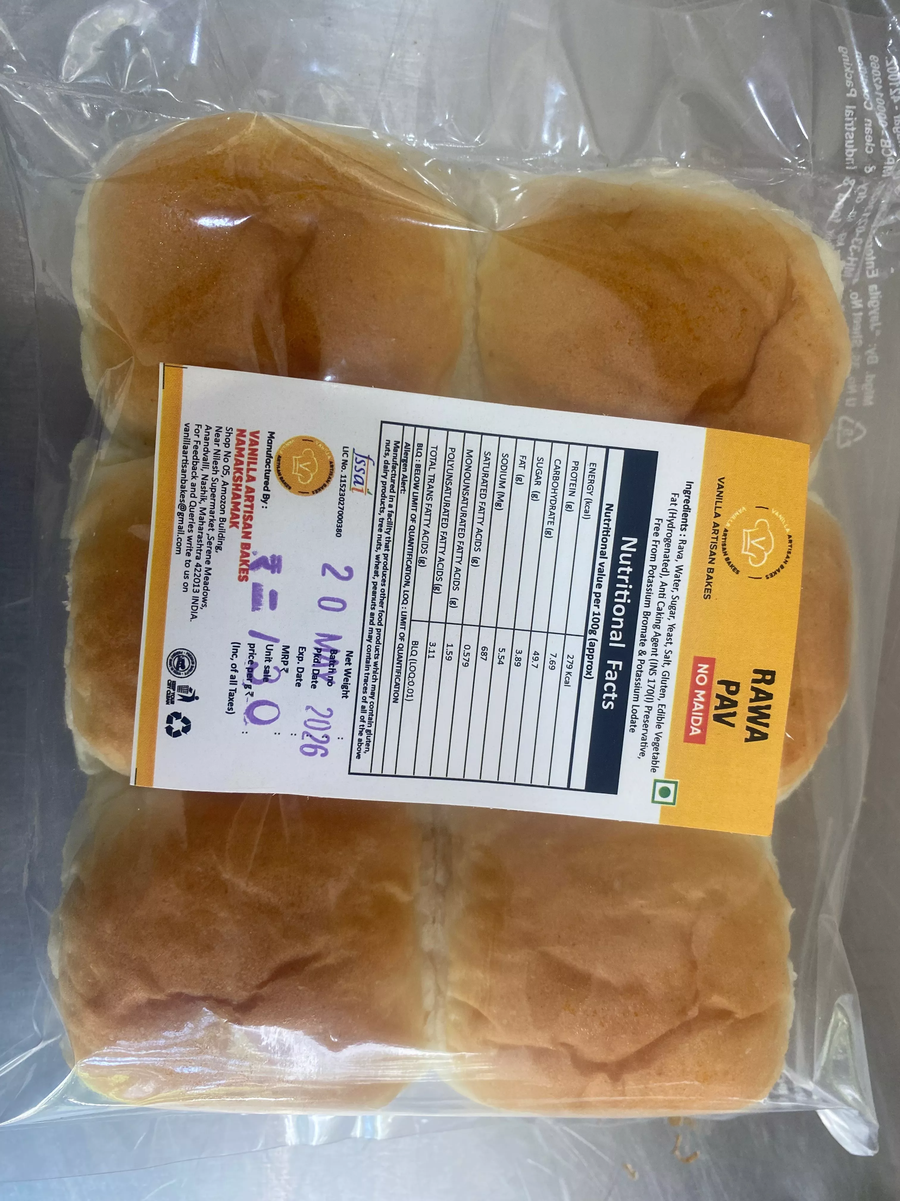 Rawa Pav Snacks in Amravati Soft Texture -  - Buy Online at VANILLA ARTISAN BAKES