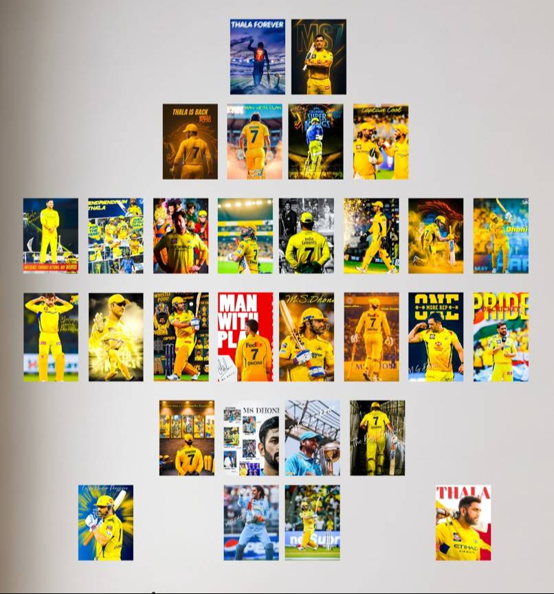 Cricket Posters: MS Dhoni Poster Collage Kit Pack of 30 | Iconic Thala Dhoni Wall Decor -  - Buy Online at CLIQNSTIK