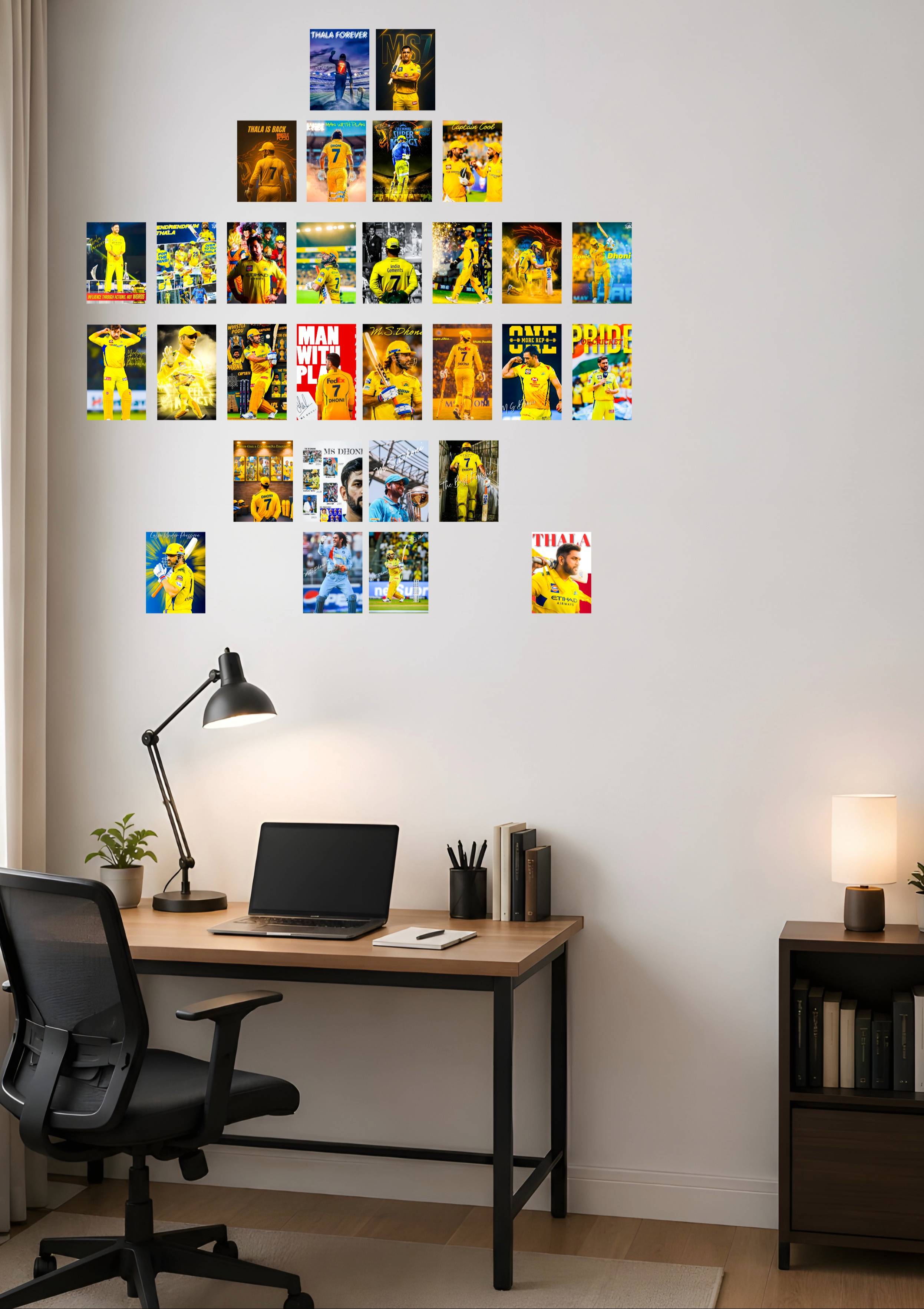 Cricket Posters: MS Dhoni Poster Collage Kit Pack of 30 | Iconic Thala Dhoni Wall Decor - Image 1
