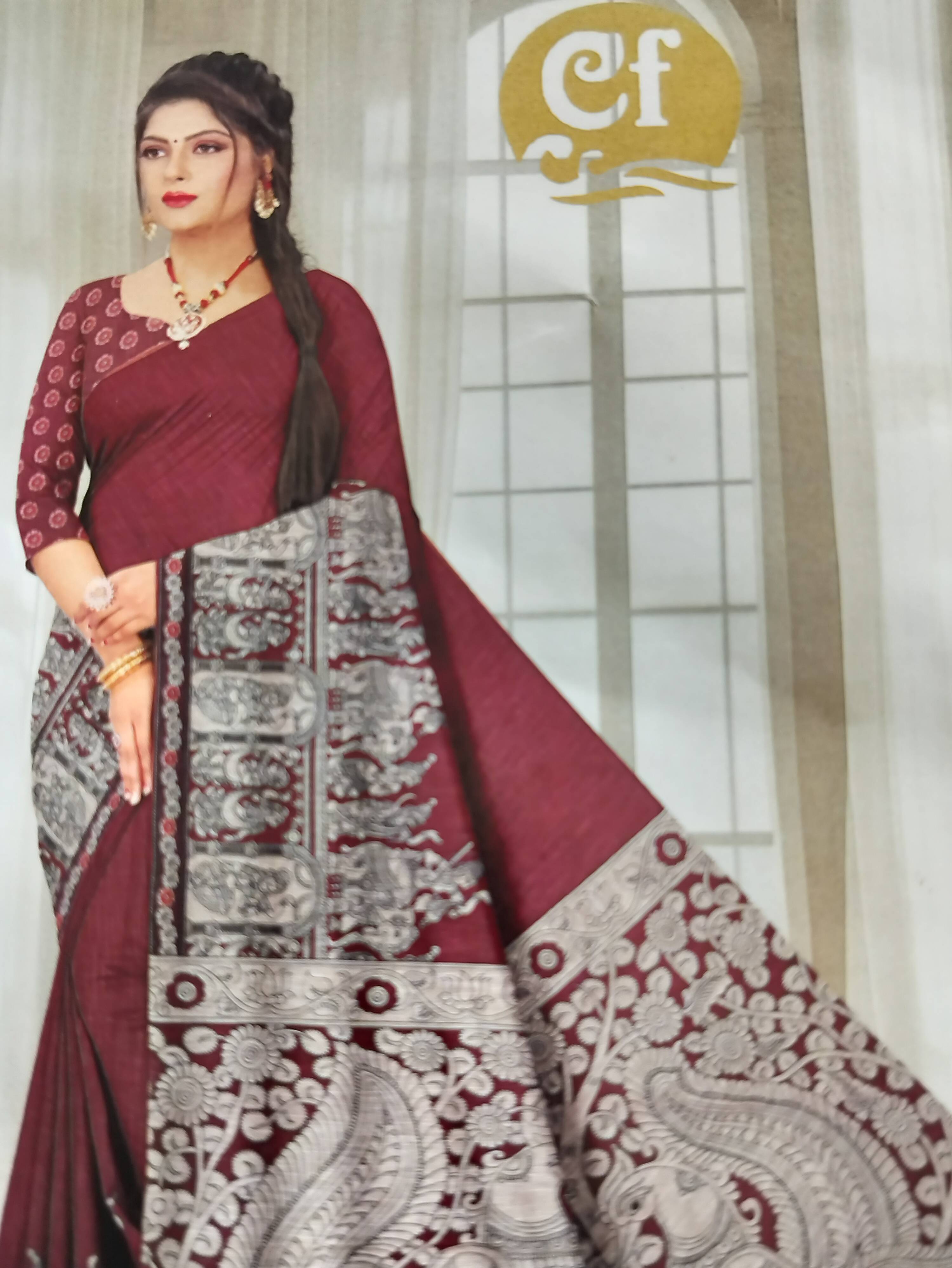 Linen Cotton Saree in Rewari: Elegant Jari Piping Border -  - Buy Online at ATTIRE BOUTIQUE