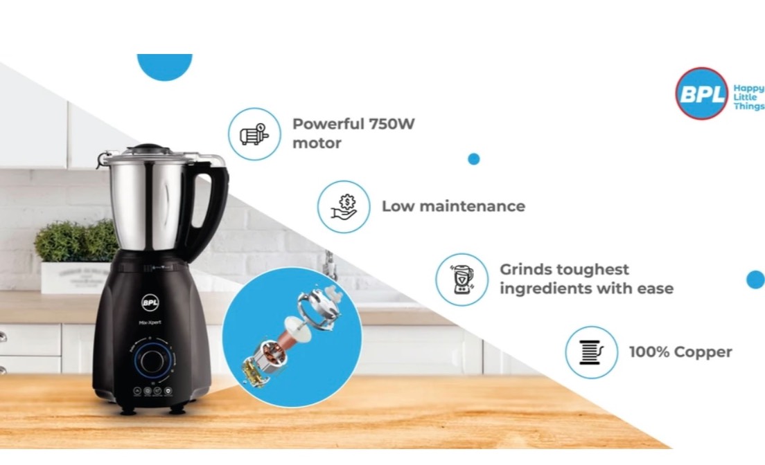 BPL Mixer Grinder in Udaipur 750W Black Stainless Steel Active Air Flow Technology - Image 1