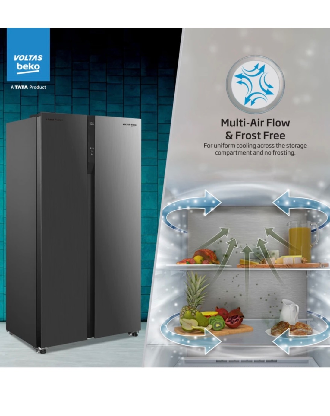 Voltas Beko Refrigerator in Udaipur: 563L Side by Side Frost Free - Image 1