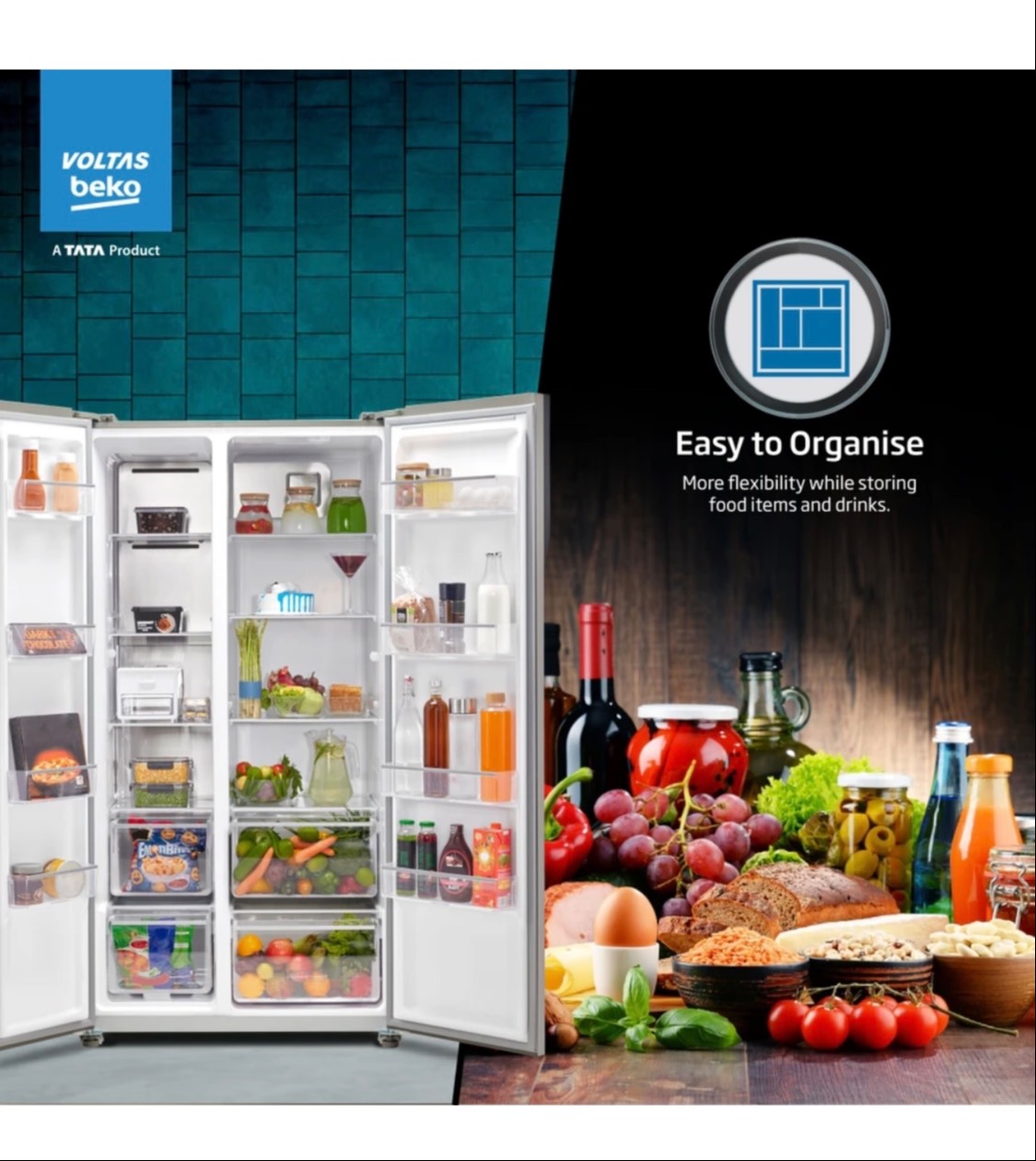 Voltas Beko Refrigerator in Udaipur: 563L Side by Side Frost Free - Image 2