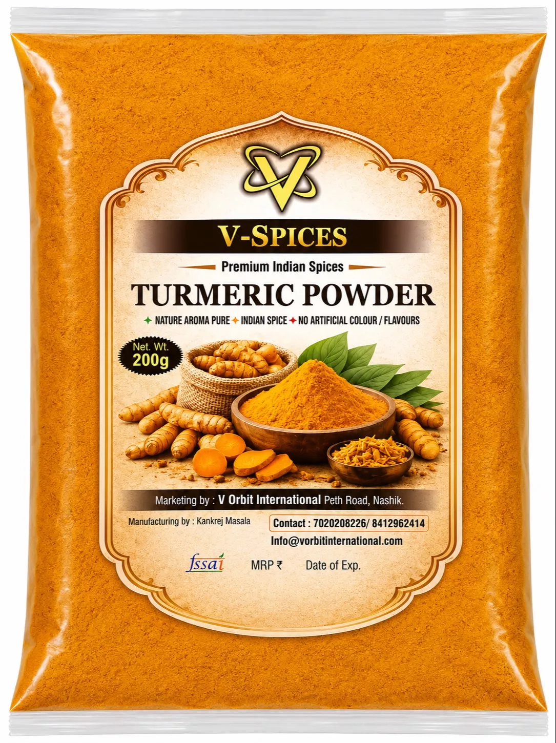 V Spices Turmeric Powder 200g -  - Buy Online at V ORBIT INTERNATIONAL