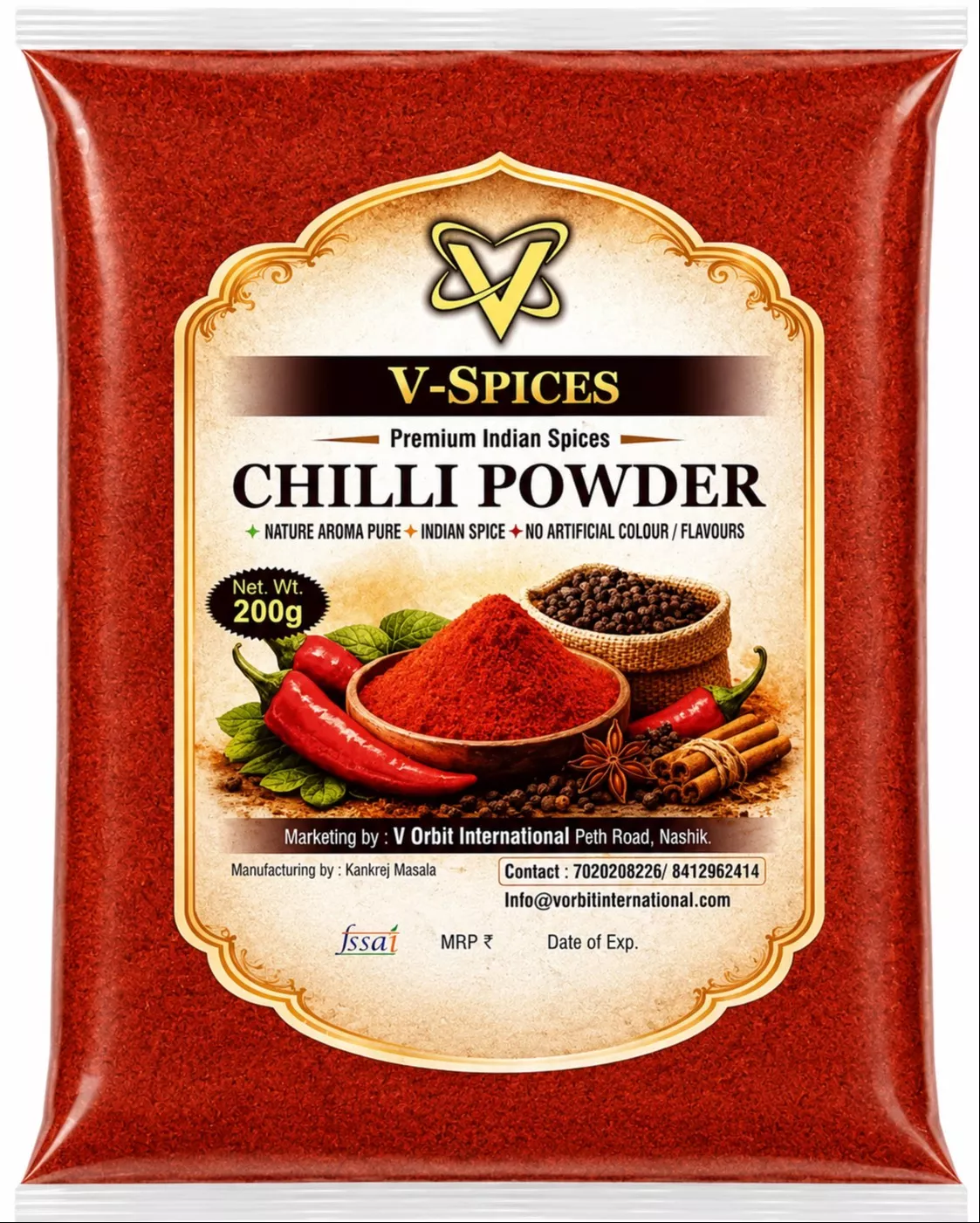 V Spices Chilli Powder 200g -  - Buy Online at V ORBIT INTERNATIONAL