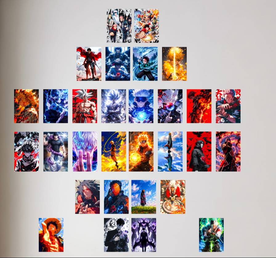 Anime Wall Posters A6 Premium Collage Kit – 30 PCS Anime Room Decor Set | Naruto, Demon Slayer, Goku - Image 1