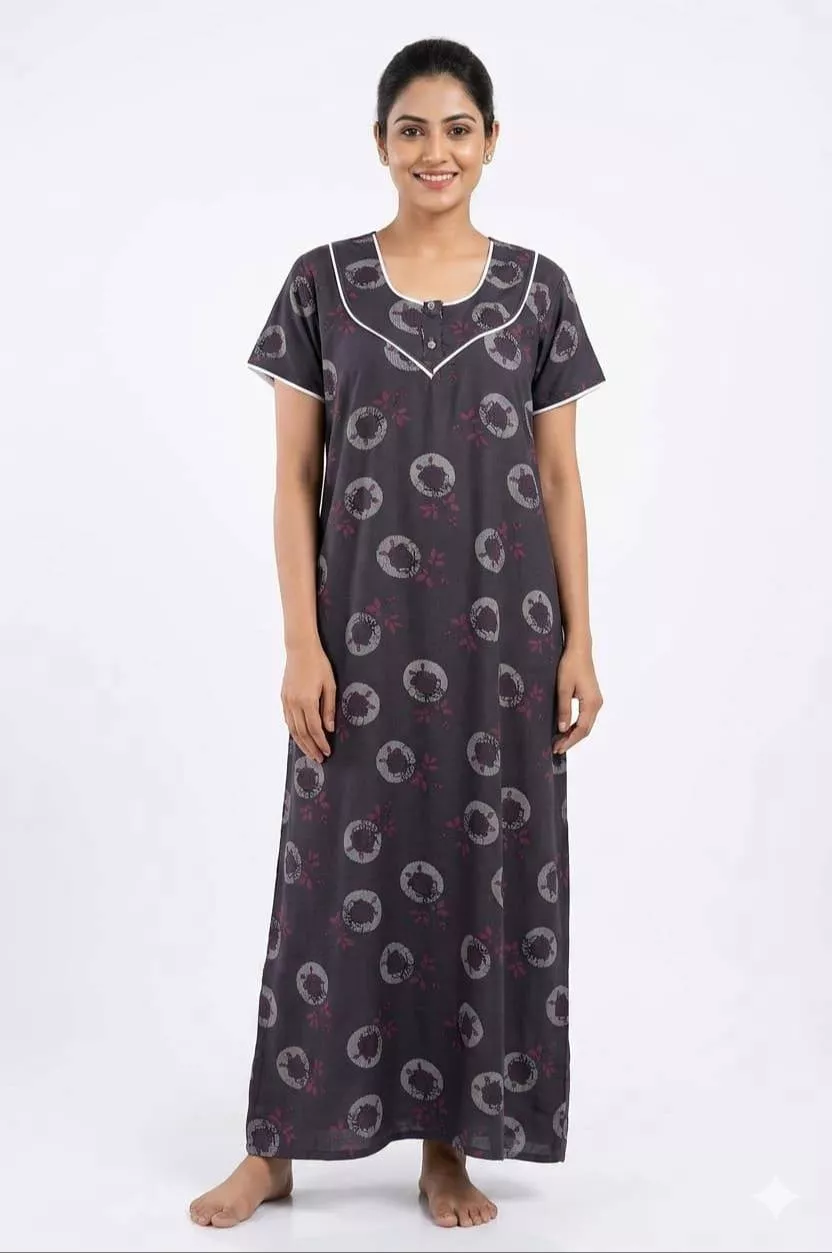 Soft cotton printed nightgown in Solapur with classic design, perfect for comfortable sleep
