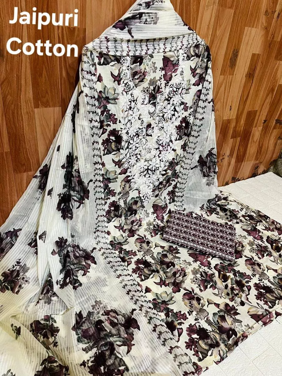 Jaipuri Cotton Floral Print Salwar Suit in Solapur featuring vibrant floral patterns and comfortable cotton fabric, perfect f
