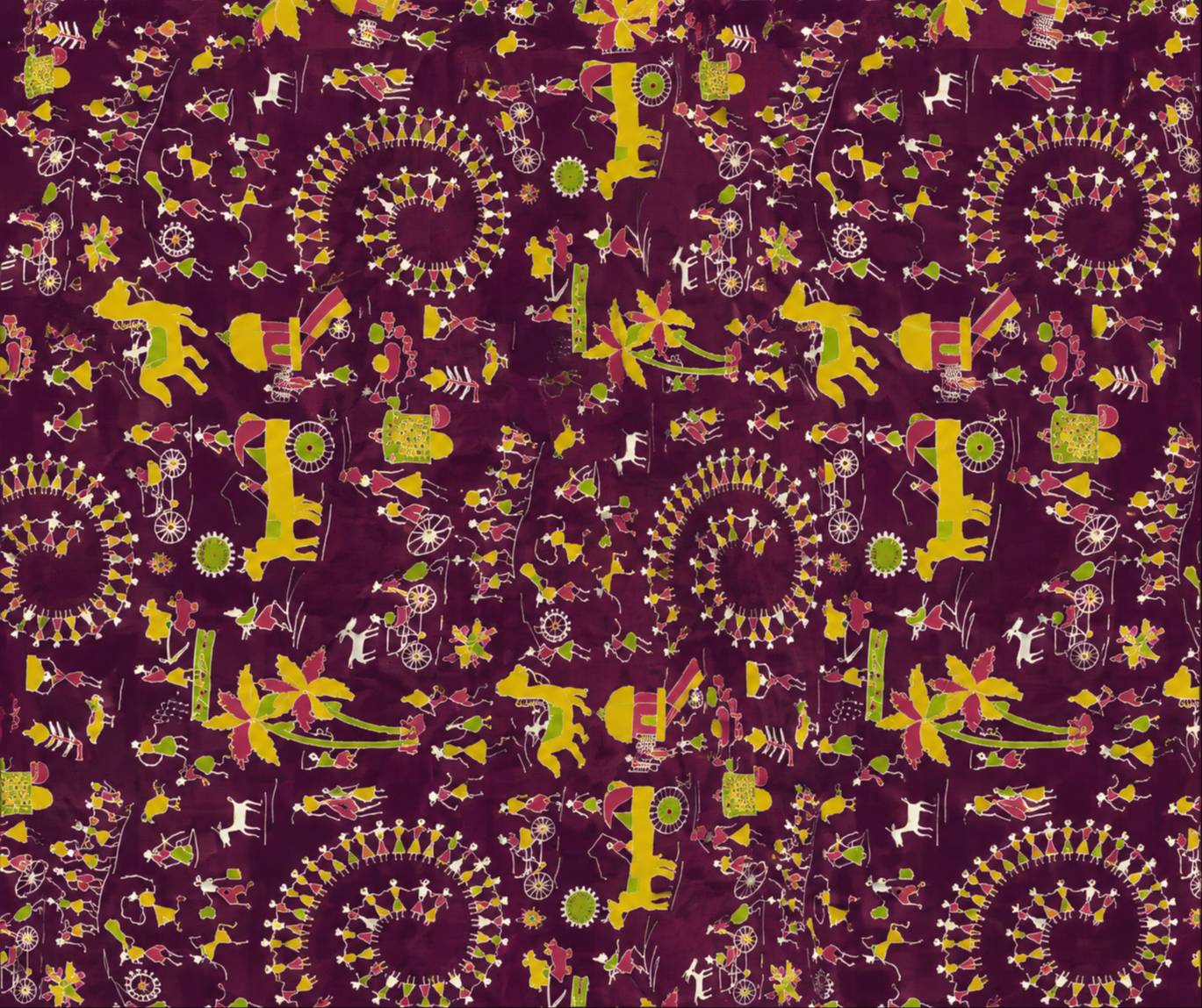 Elegant Kalamkari silk saree in rich maroon with gold and yellow motifs, perfect for traditional occasions in Gorakhpurmp. - Image 3
