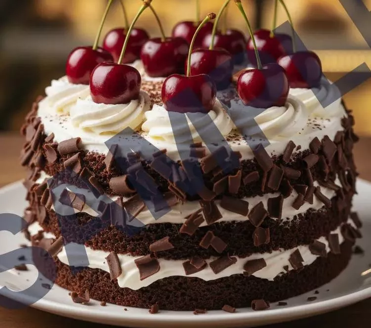 Delicious Black Forest Cherry Cake with chocolate layers and cherries, crafted by RUDOR in Panchkula