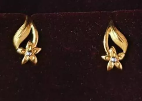 Stylish 22 karat gold lightweight earrings from MYSA GOLD in Siddipet, designed for comfort and elegance, perfect for daily w