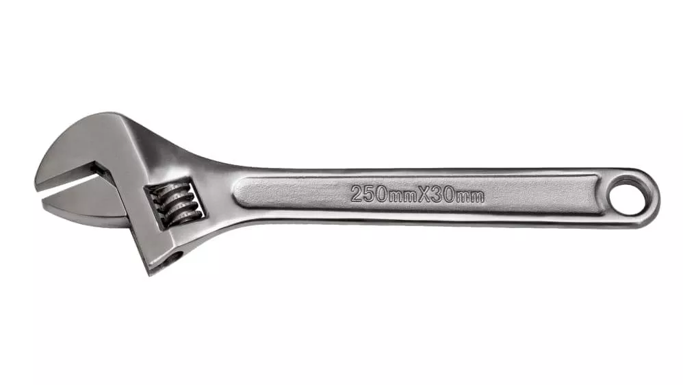 Adjustable spanner showcased with adjustable jaws for various sizes, designed for DIY tasks, available at SANGER HARDWARE PAI