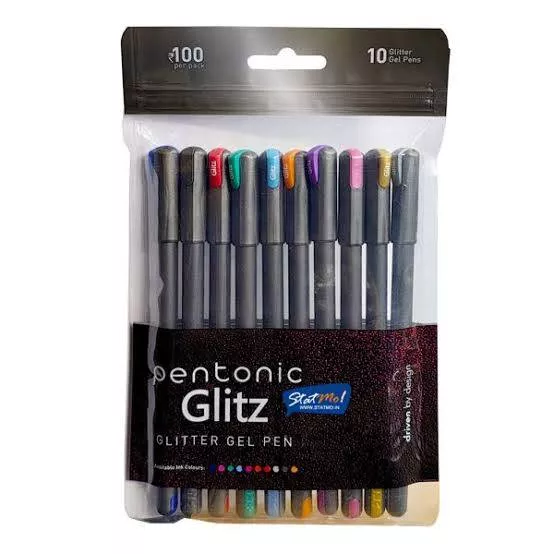 Sleek Pentonic Glitz Black Pen with shiny finish and fine tip, perfect for smooth writing, showcased in Jalandhar Cantt.
