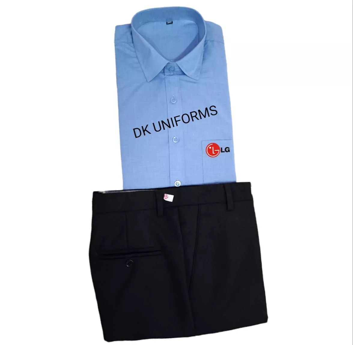 LG Mens Corporate Uniform featuring a light blue shirt and black trousers, designed for a professional polished look in Delhi - Image 1
