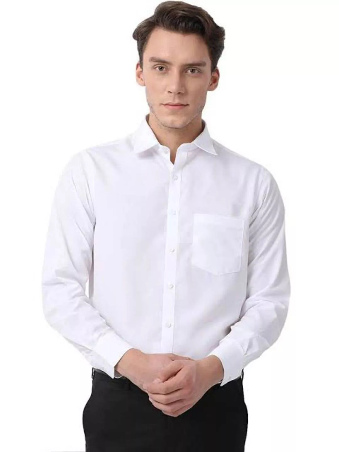 Men's Formal White Shirt in Delhi, featuring a classic collar and crisp white fabric, perfect for professional attire