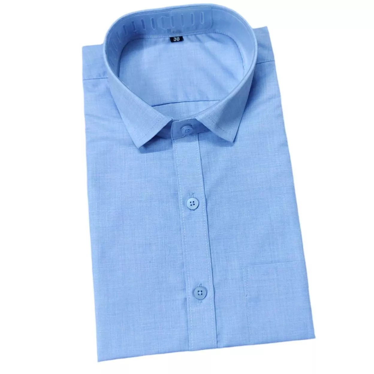 Men's light blue formal shirt designed for office wear, featuring a classic collar and tailored fit, available at D K UNIFORM