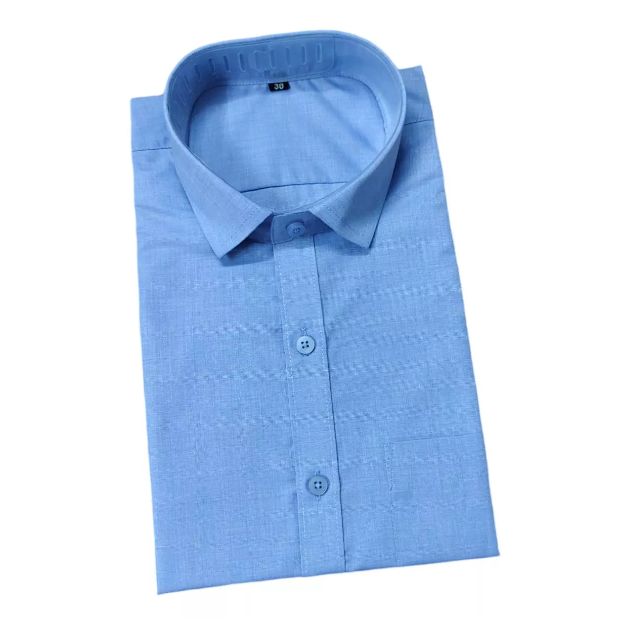 Light blue formal shirt designed for men, featuring a classic fit, available at D K UNIFORMS in Delhi, ideal for formal occas