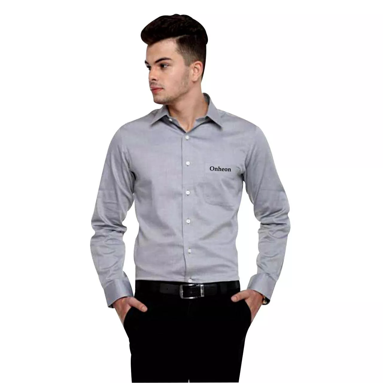 Onheon Men's Formal Grey Shirt in Delhi — tailored fit with breathable fabric, perfect for formal occasions