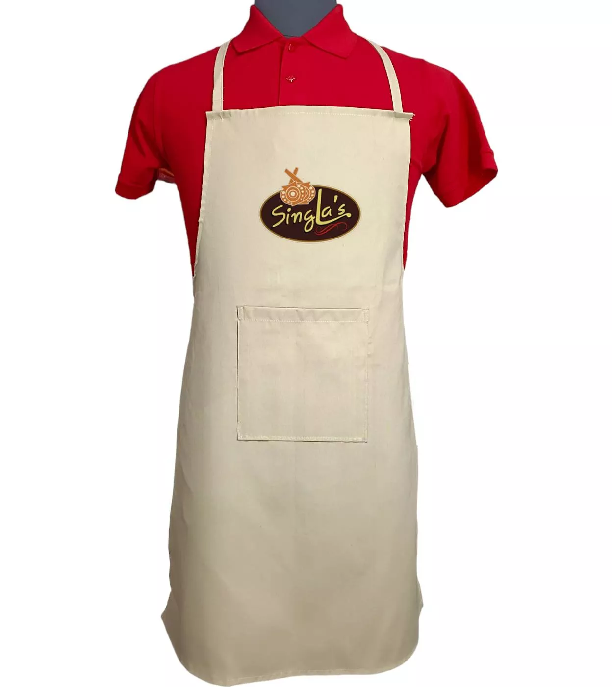 Premium Kitchen Cotton Apron in New Delhi featuring a stylish front pocket, designed for home cooks and professionals.