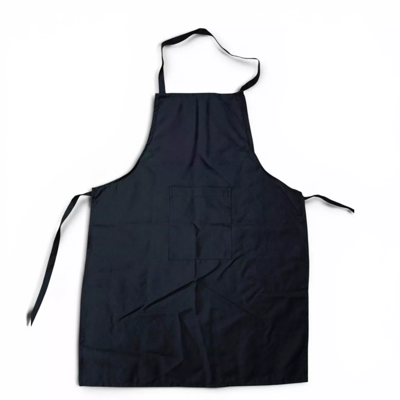 Stylish black kitchen apron with front pocket, perfect for cooking in New Delhi, featuring a sleek design and durable fabric.