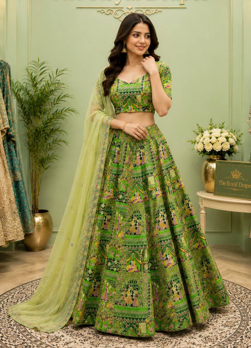 Elegant Natural Crape lehenga in GORAKHPURMP with intricate print