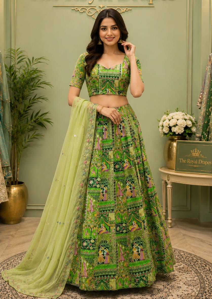 Elegant Natural Crape lehenga in GORAKHPURMP with intricate print - Image 4
