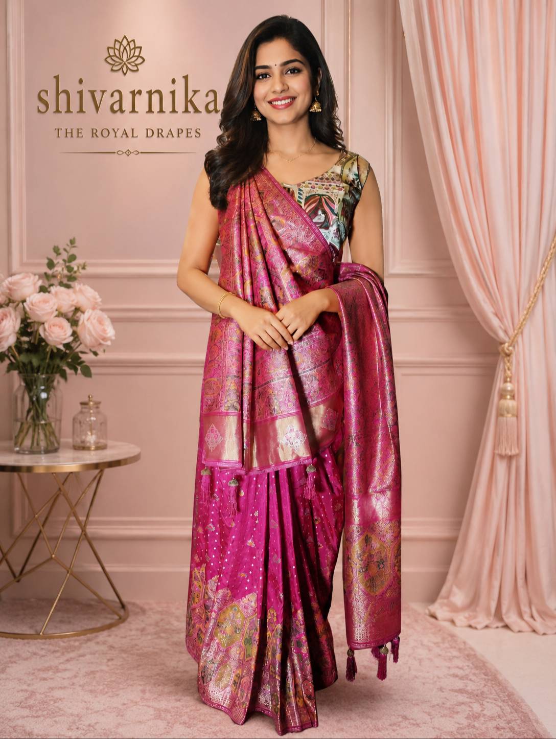 Pashmina Silk saree displayed elegantly in GORAKHPURMP, showcasing luxurious fabric and intricate design. - Image 1