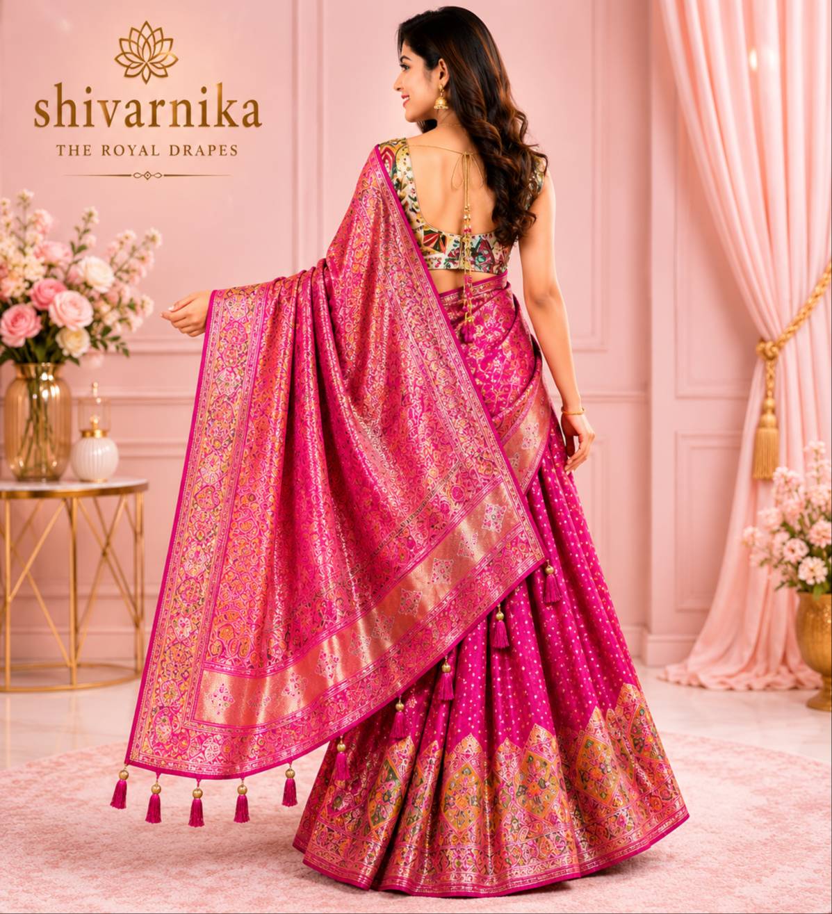 Pashmina Silk saree displayed elegantly in GORAKHPURMP, showcasing luxurious fabric and intricate design. - Image 2