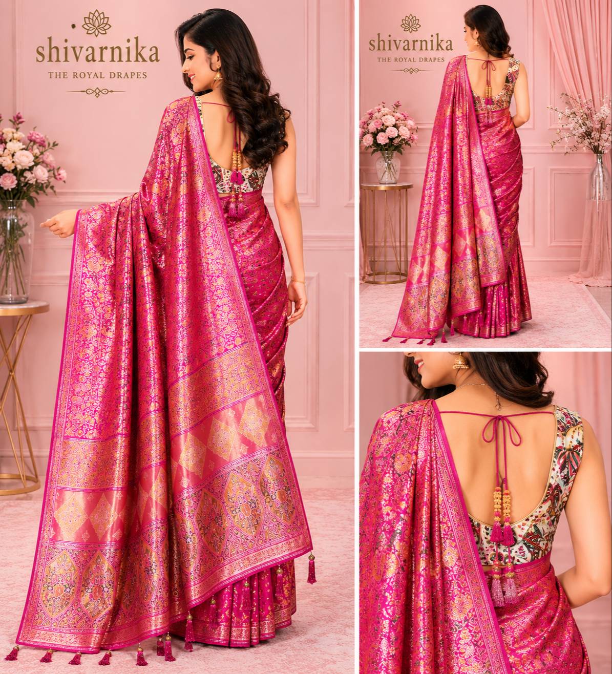 Pashmina Silk saree displayed elegantly in GORAKHPURMP, showcasing luxurious fabric and intricate design. - Image 4