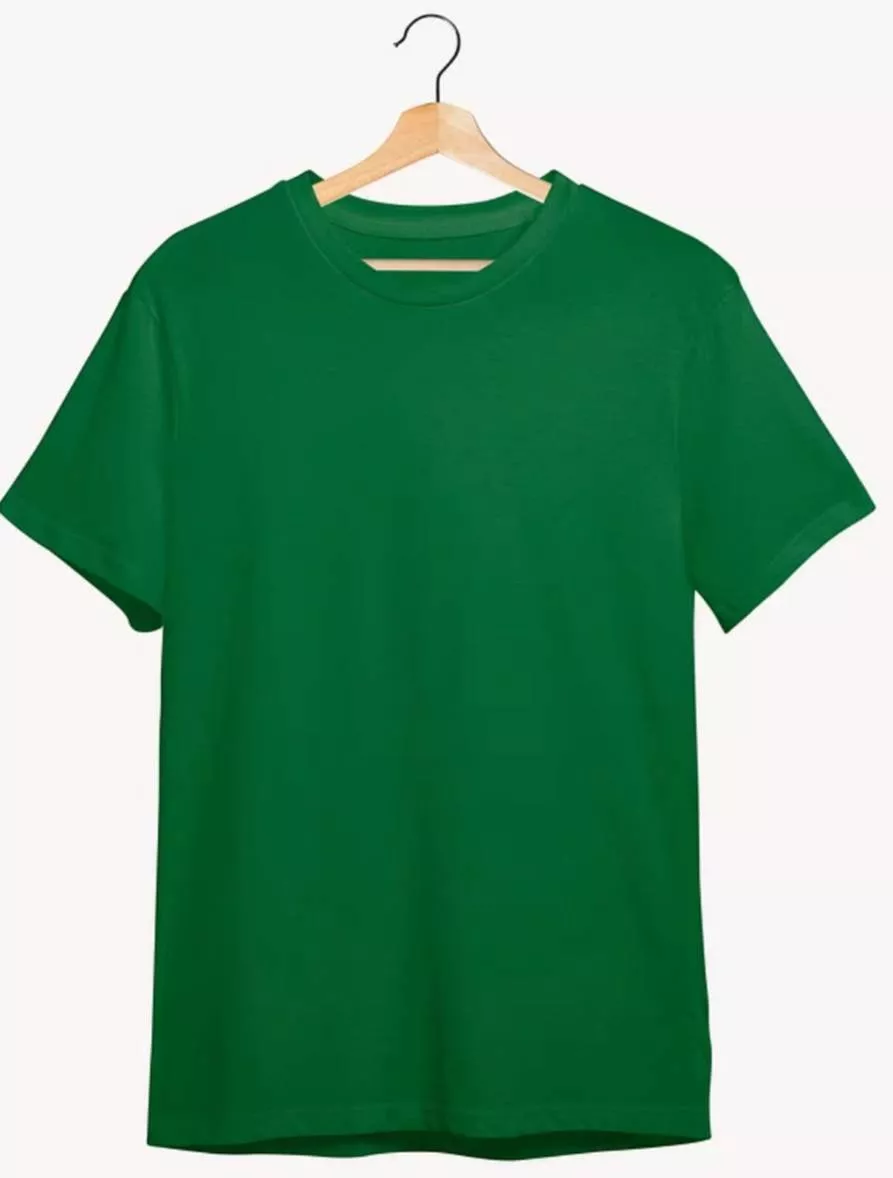 Comfortable classic green cotton t-shirt displayed on a mannequin in Mohali, showcasing its soft fabric and casual style.