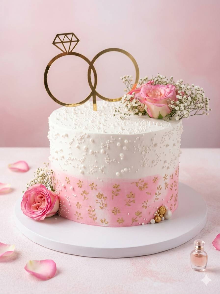 Elegant two-tiered wedding cake with floral decor from VARNIKA PATISSERIE in Bangalore, beautifully presented for special occ