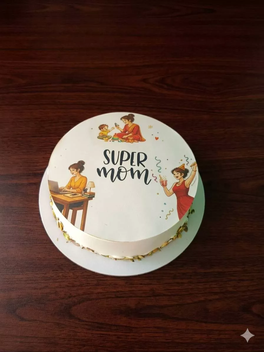 Delicious Celebration Cake Super Mom in Bangalore — beautifully decorated with vibrant colors and themed design, perfect for 