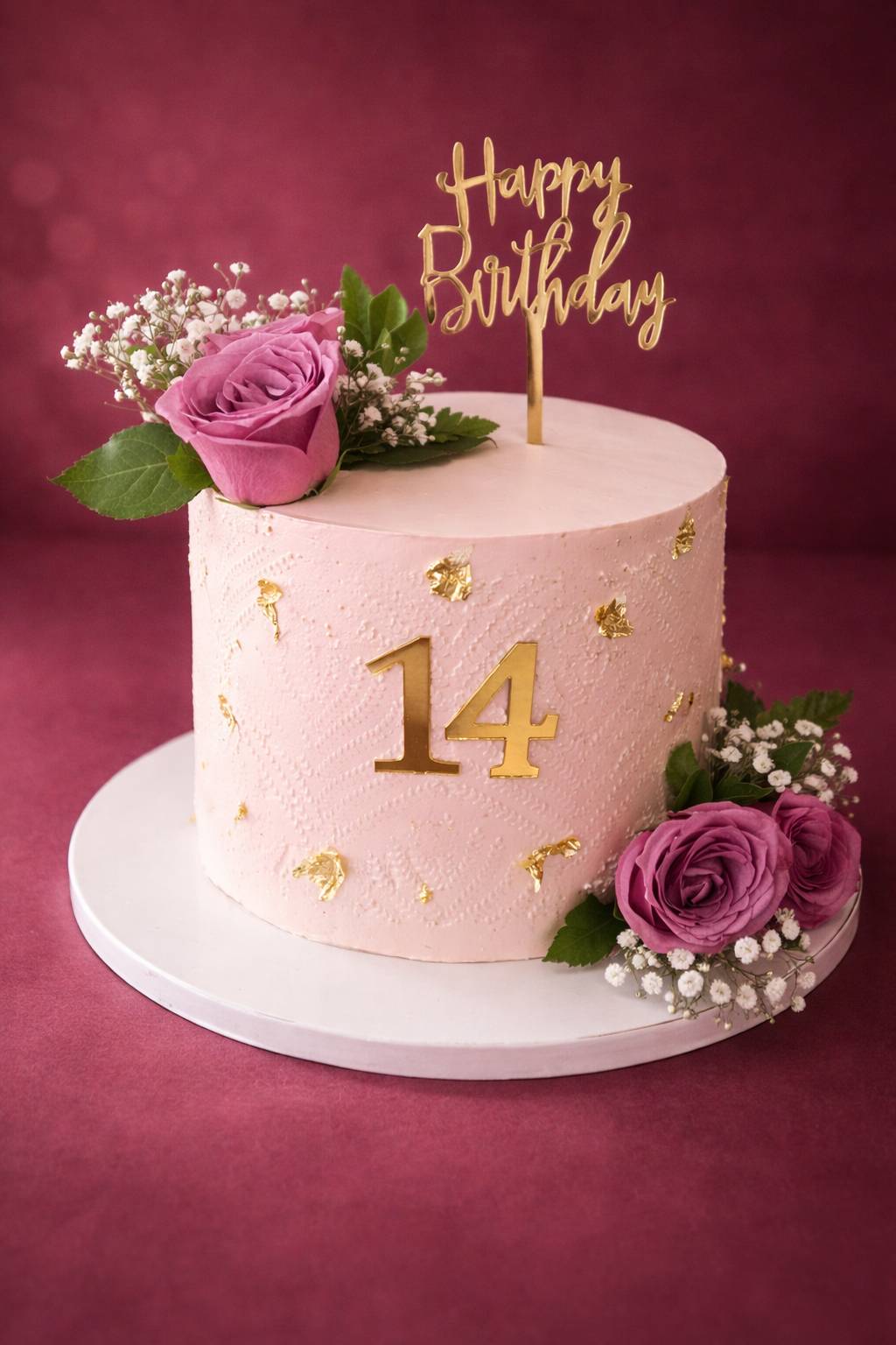 Elegant Floral Birthday Cake decorated with vibrant flowers and gold accents, available at VARNIKA PATISSERIE in Bangalore.