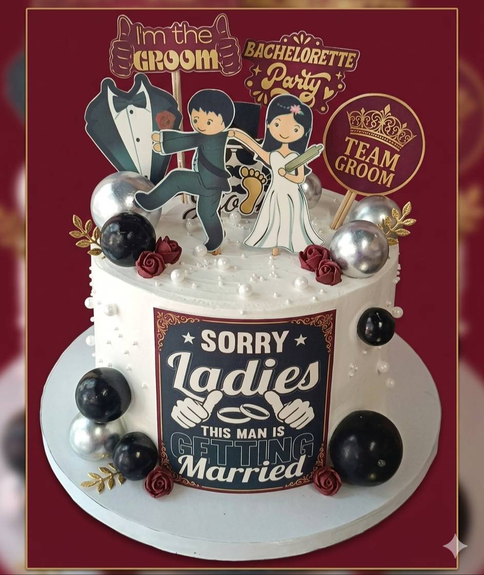 Bachelorette Party Groom Cake in Bangalore decorated with playful designs and vibrant colors, showcasing its festive appeal