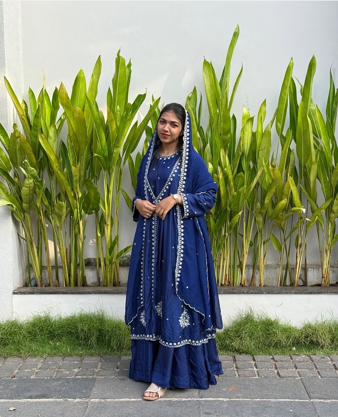 Stunning Anarkali Suit Embroidered Blue featuring detailed embroidery, available at MULAWWAN in Kozhikode — perfect for speci