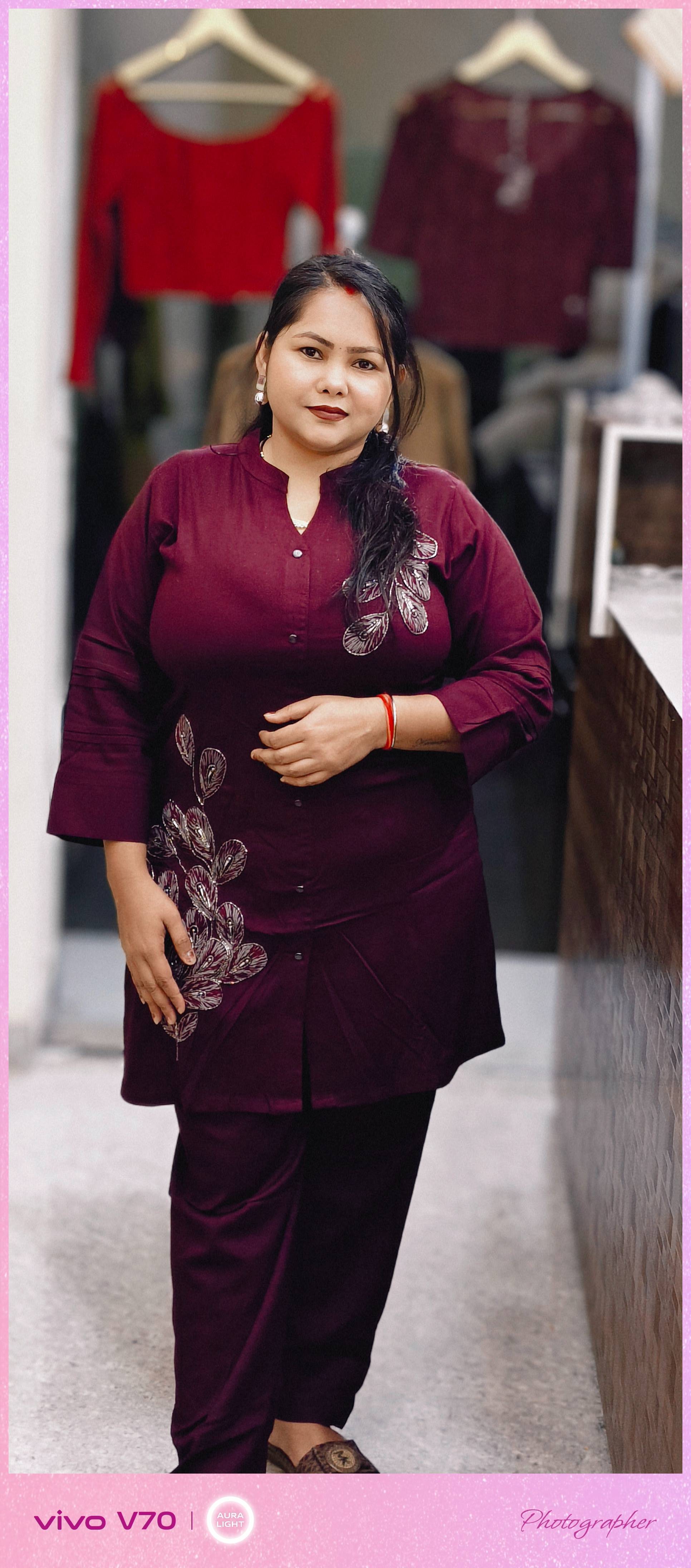 Chic maroon kurti set with intricate embroidery from Kritika Fashion Point in Kharar, featuring elegant design suitable for v