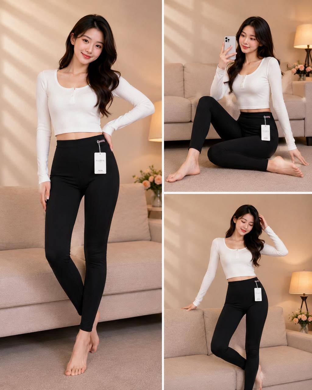 Soft and stretchable high-waist black leggings designed for comfort, available at Kritika Fashion Point in Kharar, Punjab.