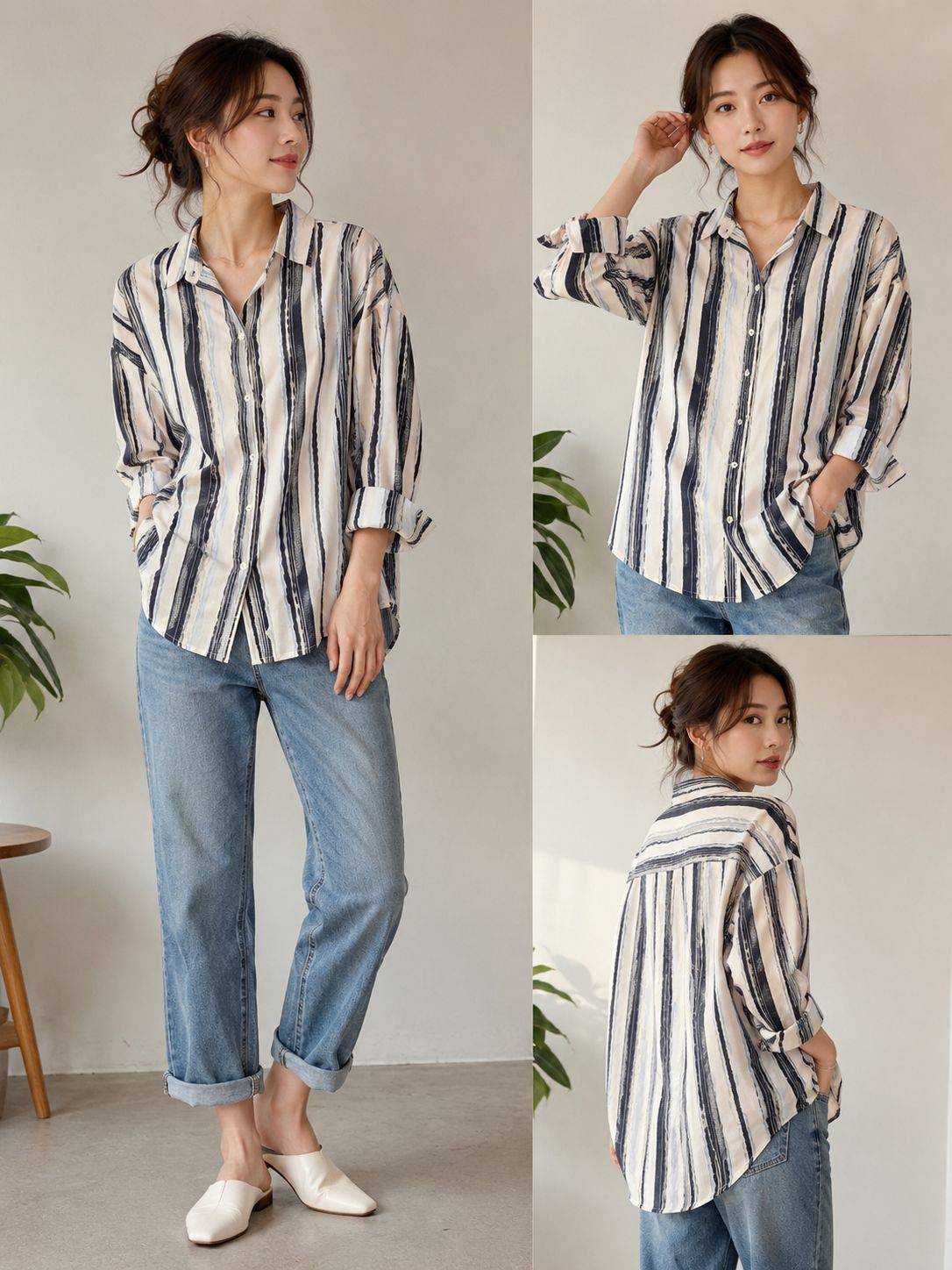 Kritika Fashion Casual Striped Shirt in Kharar, made of soft cotton blend, featuring a relaxed fit and trendy stripes.