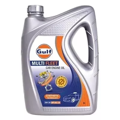 Gulf Multi Fleet Car Engine Oil bottle showcasing its premium quality and branding, perfect for superior engine protection in