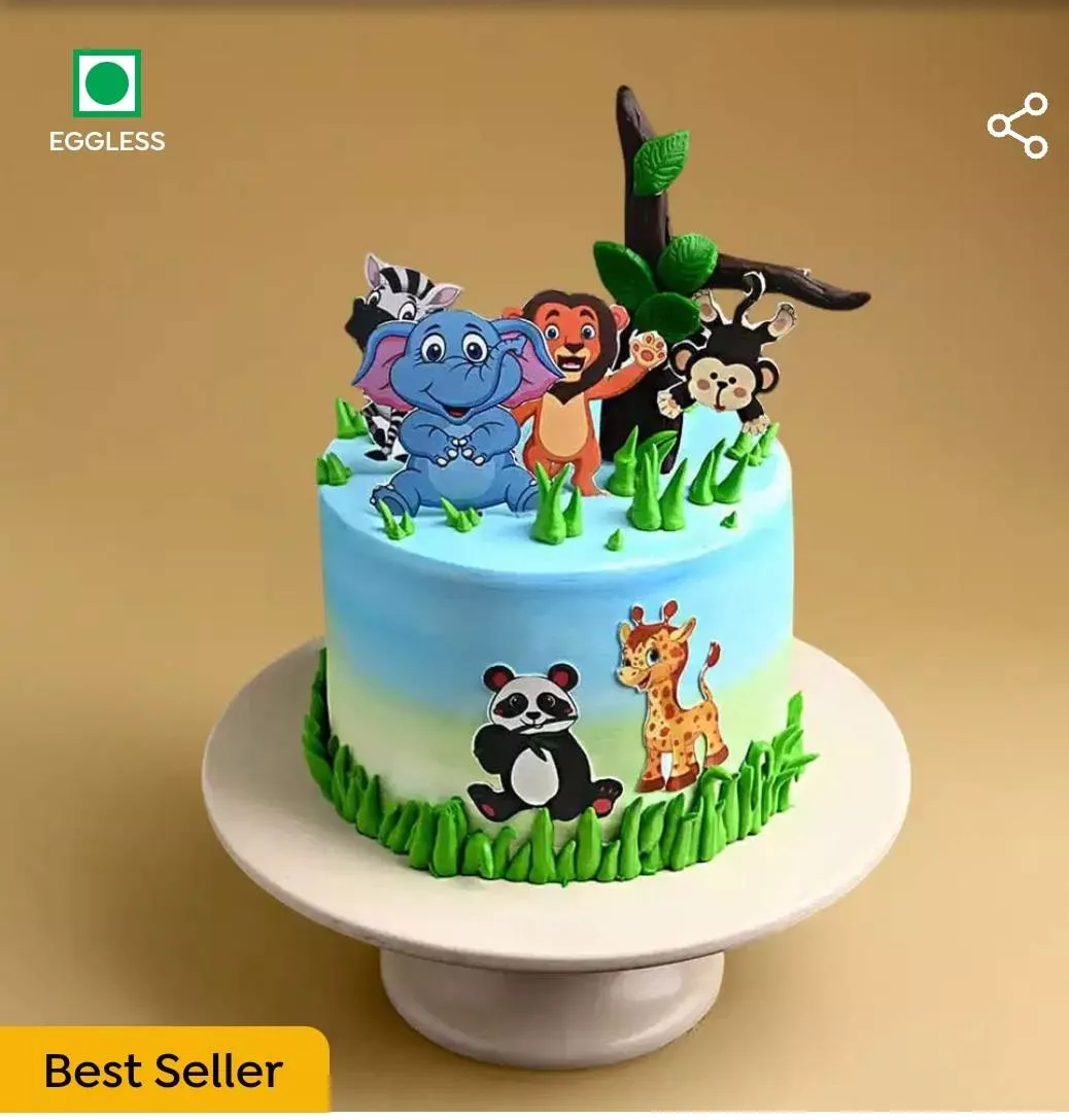 Delicious Jungle Friends Cake in Mirganj — a beautiful chocolate and cream cake with vibrant decorations perfect for celebrat