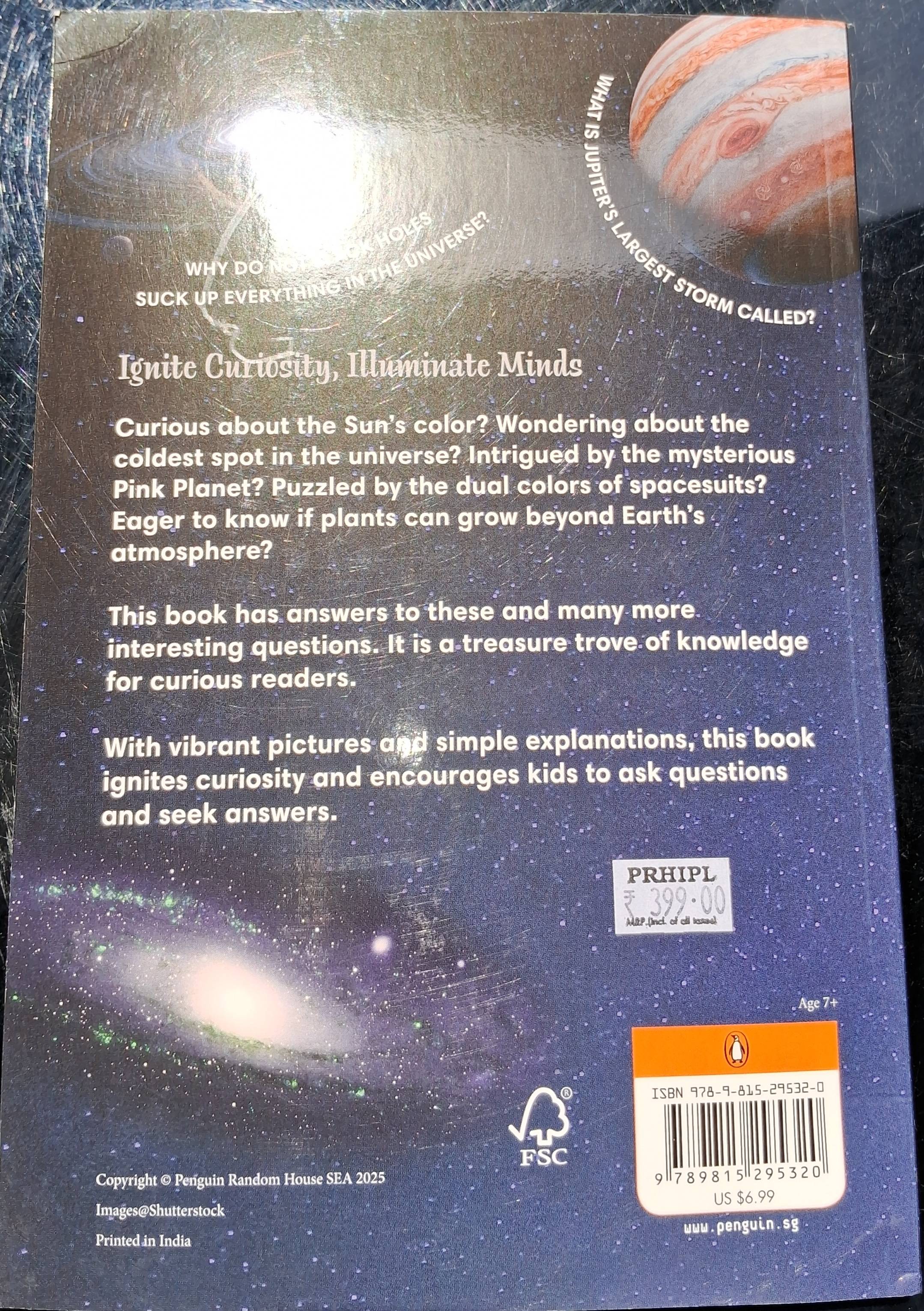 Detailed book cover of Space Exploration: 101 Q&A About Space featuring illustrations of celestial bodies, available in Luckn - Image 1