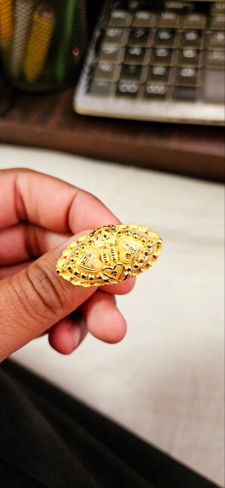 Gold-Plated Ring in Bhadohi showcasing intricate traditional motifs, ideal for enhancing style in GYANPUR.